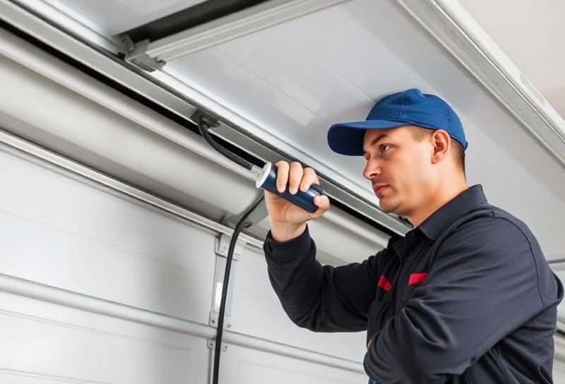 Maintenance garage door service - professional technician at work